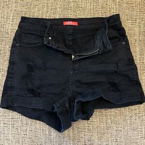 HH Jeans black distressed denim shorts